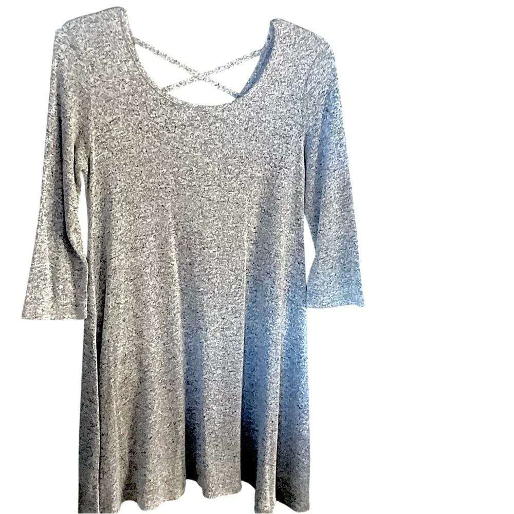 Pinc Swing Dress / Tunic Crisscross Cut Out Back Heathered Gray Women's Size Med